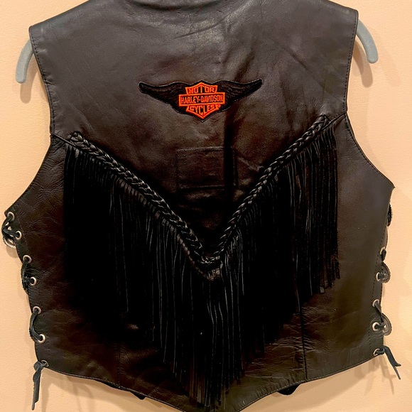 Harley-Davidson Black Leather Fringe Vest – Antelope Creek – Size M - Picture 6 of 13
